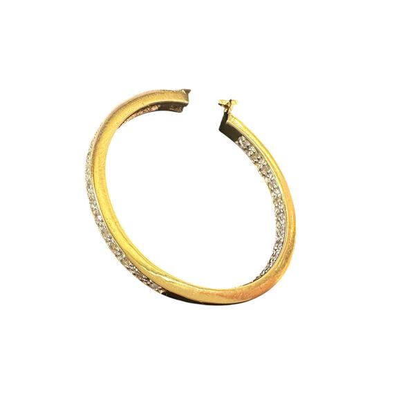 Beautiful 1/2 Carat Inside Out Diamond Hoop Earrings - 14kt Goldplate - Sterling - Picture 5 of 13